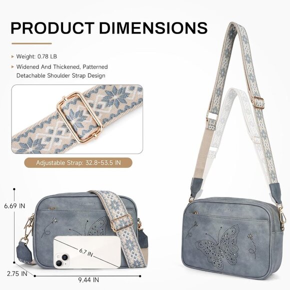 Vegan Leather Crossbody Bag Small Tote Womens Casual Purse with Pockets - Picture 5 of 6